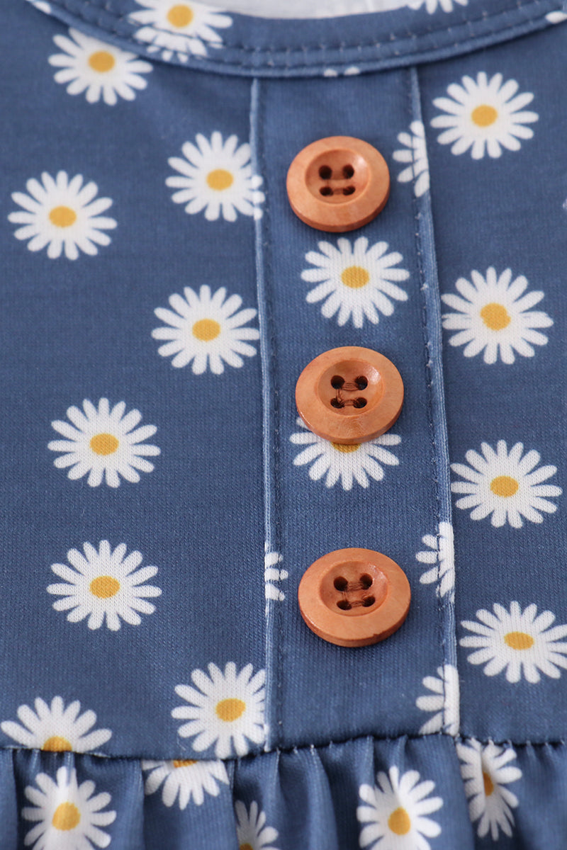 Navy daisy print dress