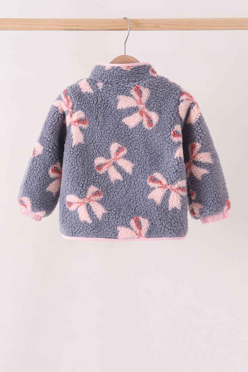 Blue bow fleece jacket