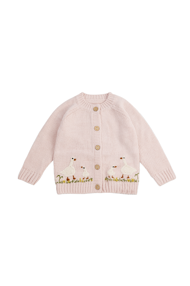 Pink goose cardigan sweater