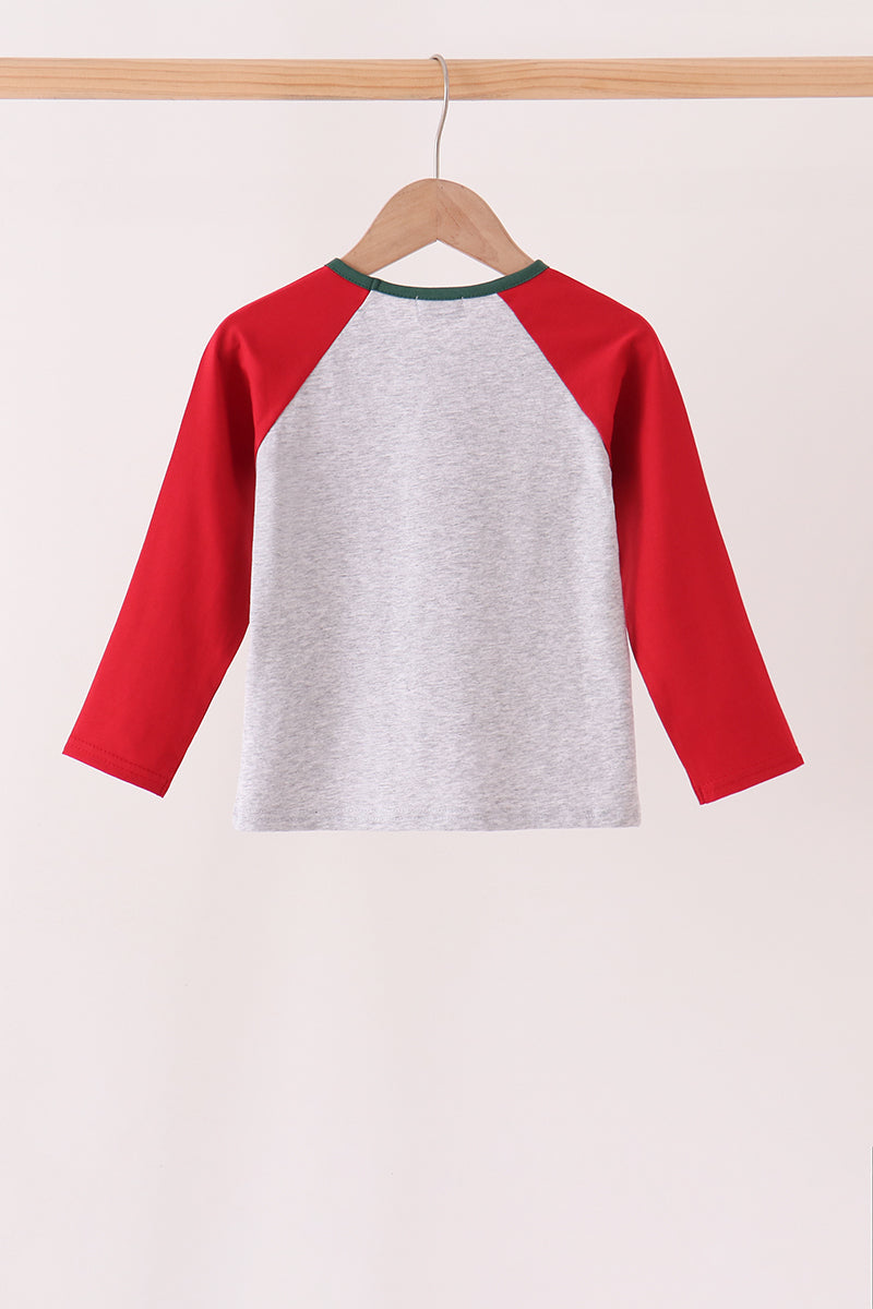 Christmas tree applique raglan top