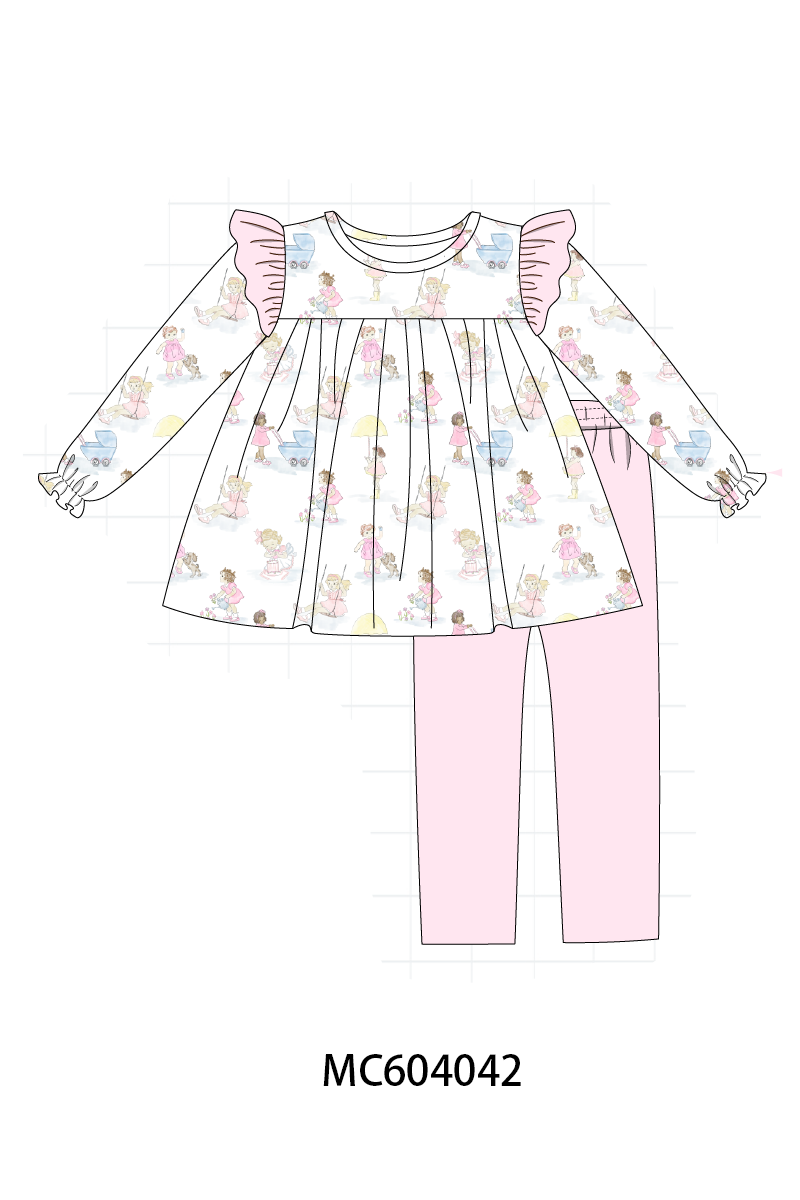 Pink all day adventure ruffle pants set