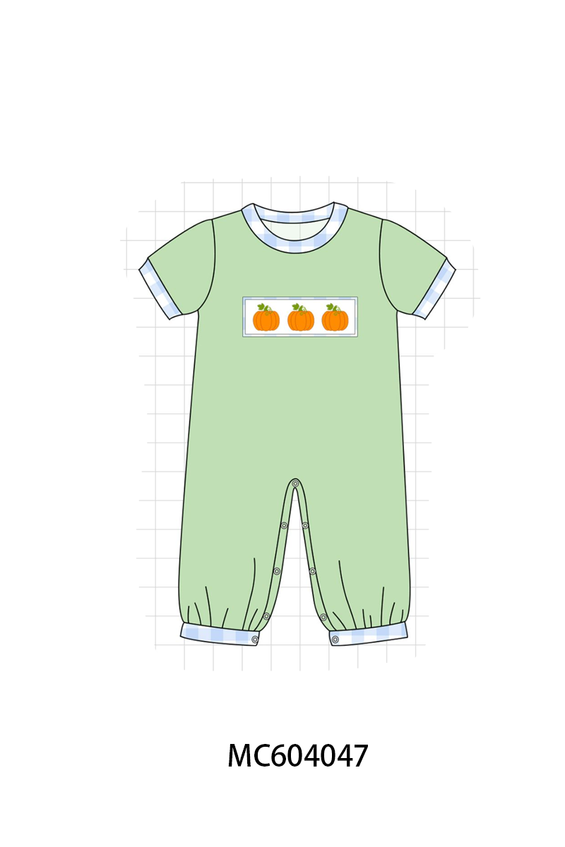Green Pumpkin Embroidery Romper