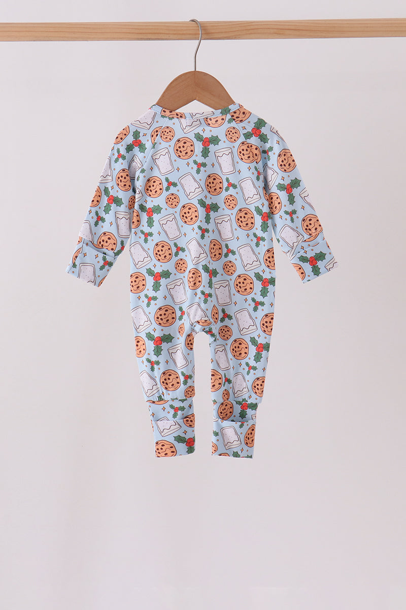 Blue milk cookie holly bamboo romper
