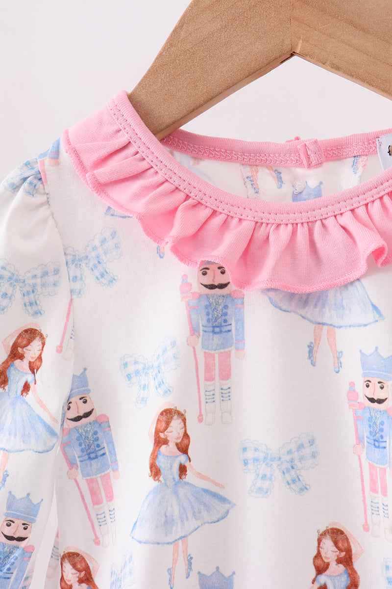 Pink bow nutcracker ruffle bubble