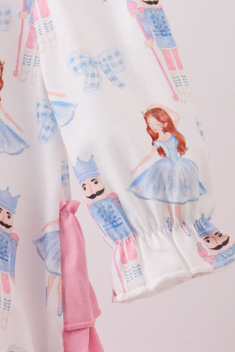 Pink bow nutcracker ruffle bubble