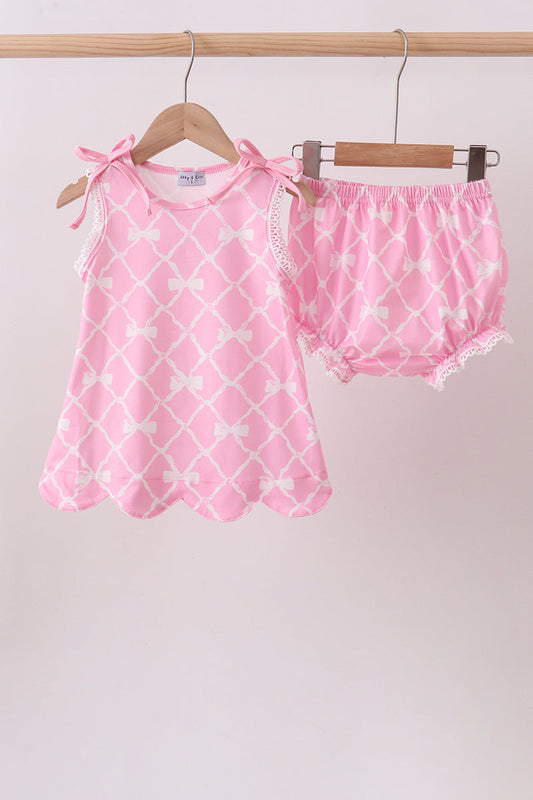 Pink Bow Bloomer Set