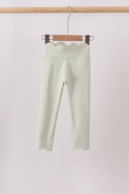 Green Scalloped Yoga Active Leggings