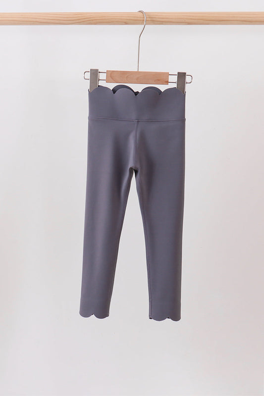 Gray Scalloped Yoga Active Leggings