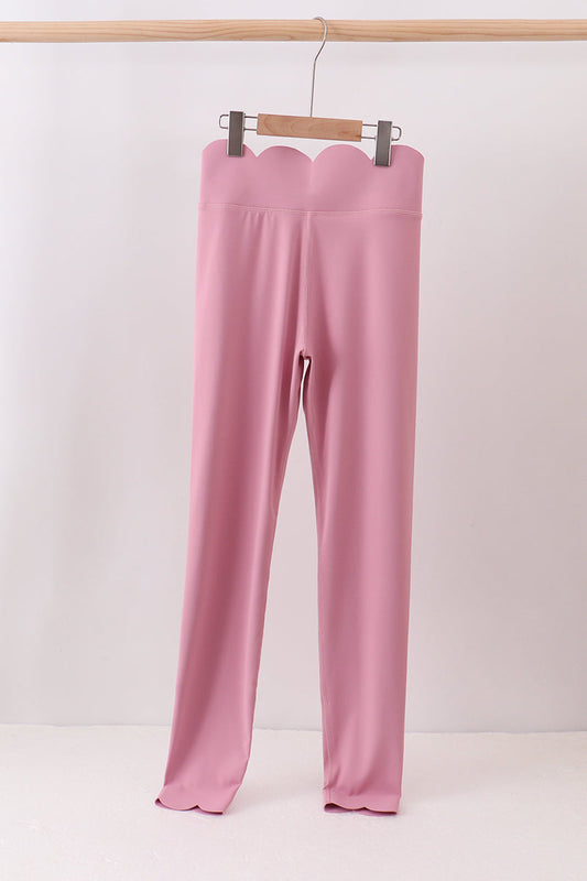 Lilac Scalloped Mom Yoga Active Leggings