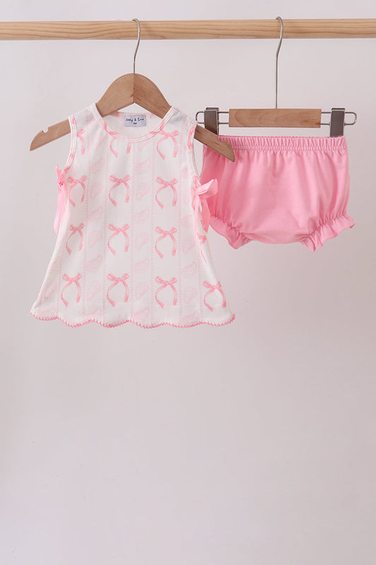 Pink Bow Print Bloomer Set
