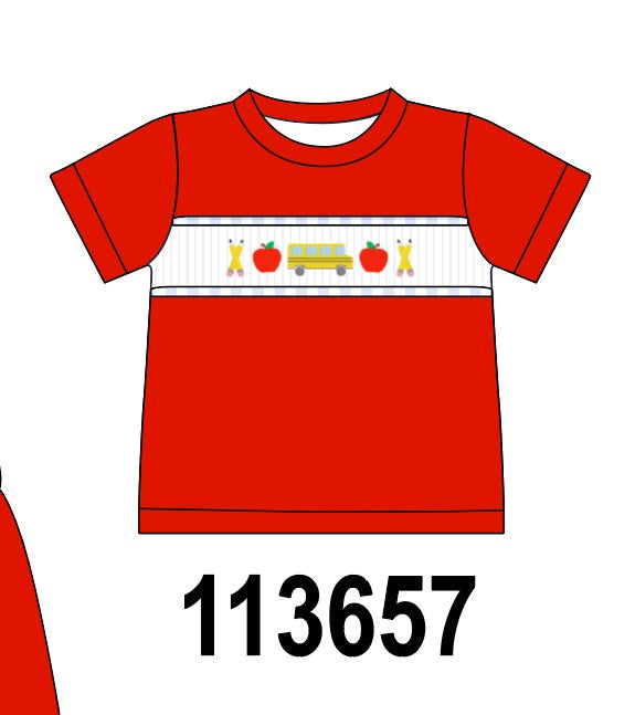 Red School Bus Smocked top