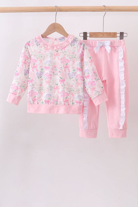 Pink floral jogger set