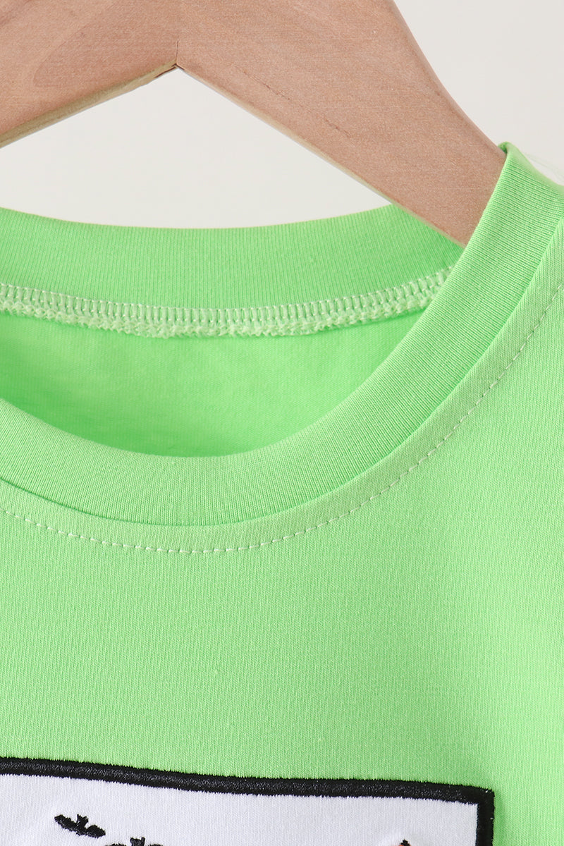 Green car embroidery top