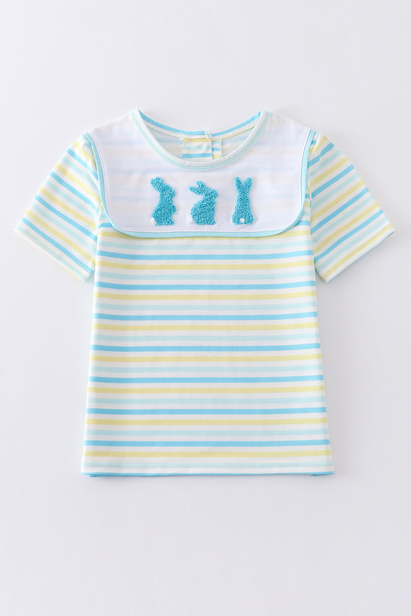 Easter stripe french knot bunny boy top