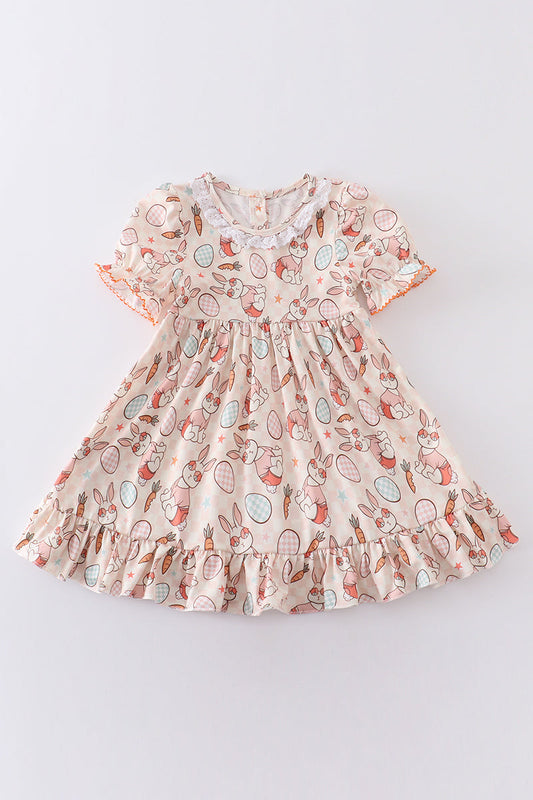 Easter bunny egg print girl dress