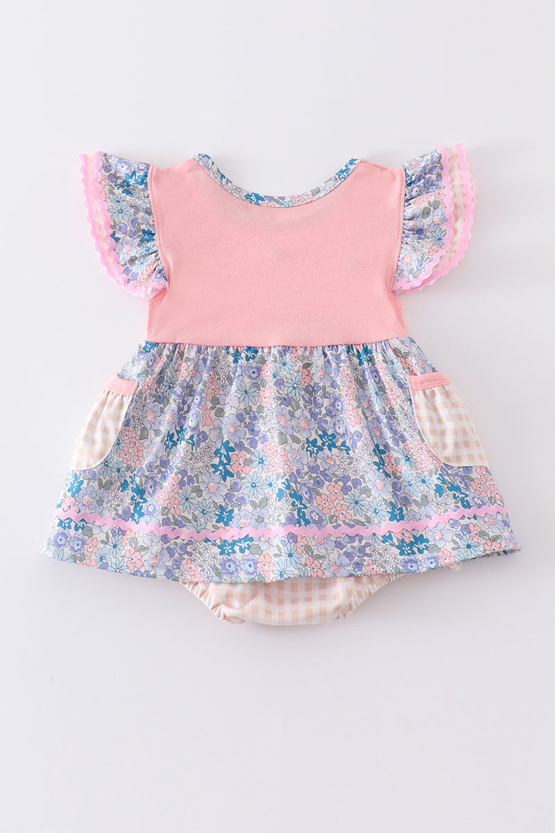 Pink floral print ruffle girl bubble