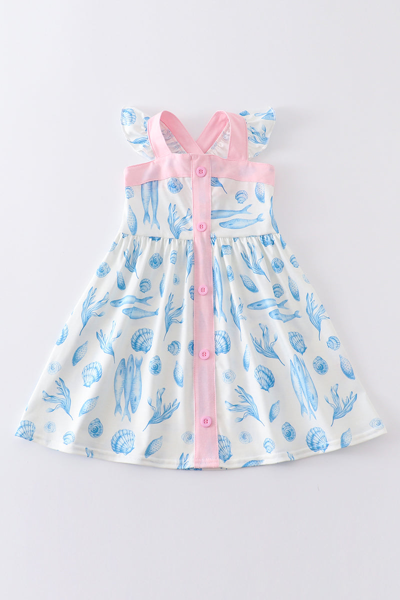 Marine creature print dress mom & me