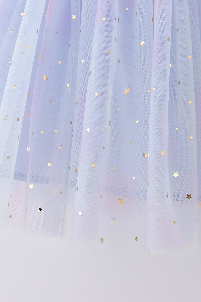 Blue star strap tulle dress