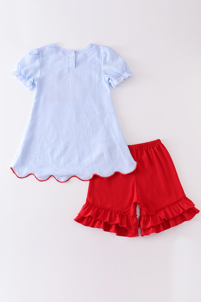 Patriotic flag applique girl set