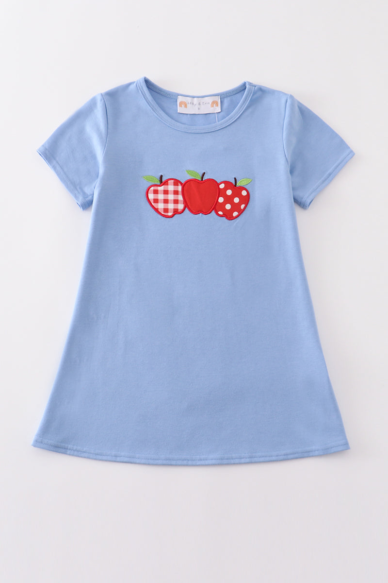 Blue apple applique dress