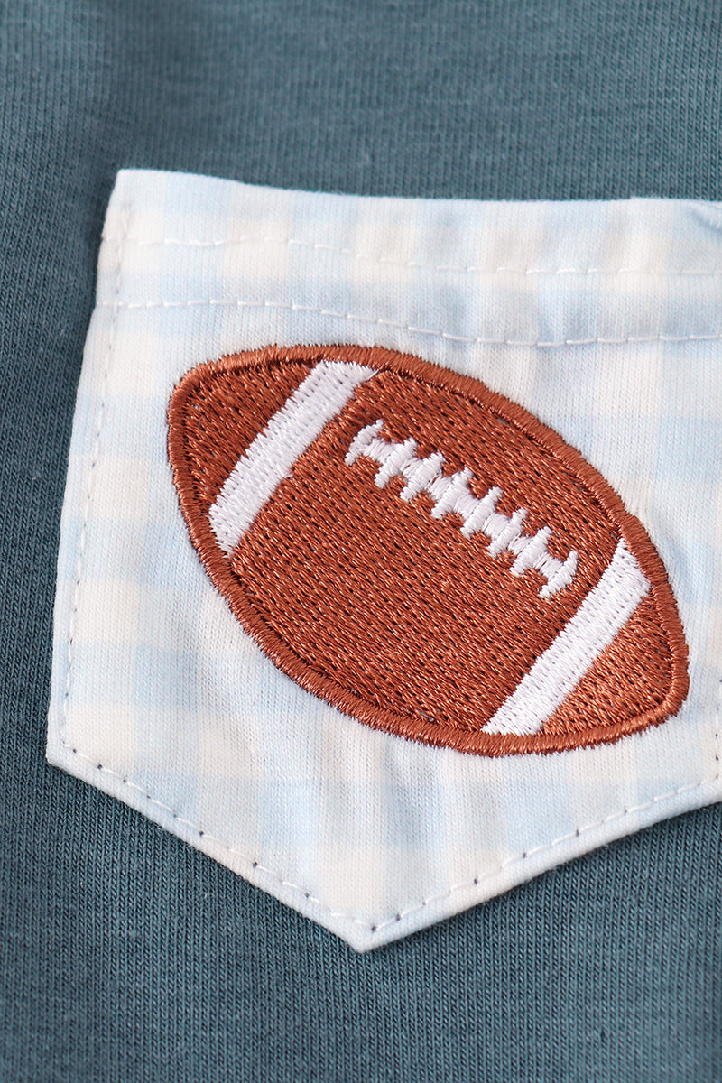 Blue football embroidery boy bubble