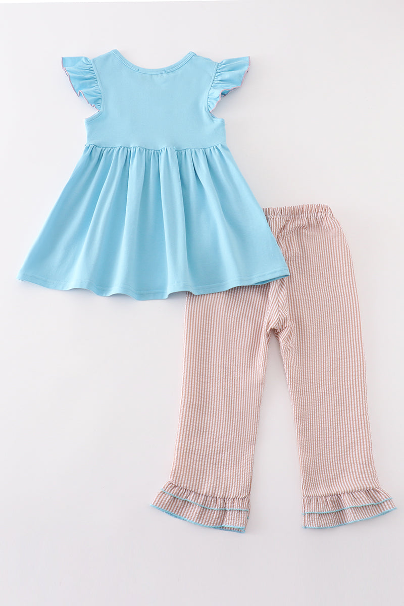 Blue duck embroidery girl set