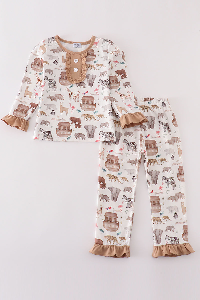 Noah's Ark animal print girl set