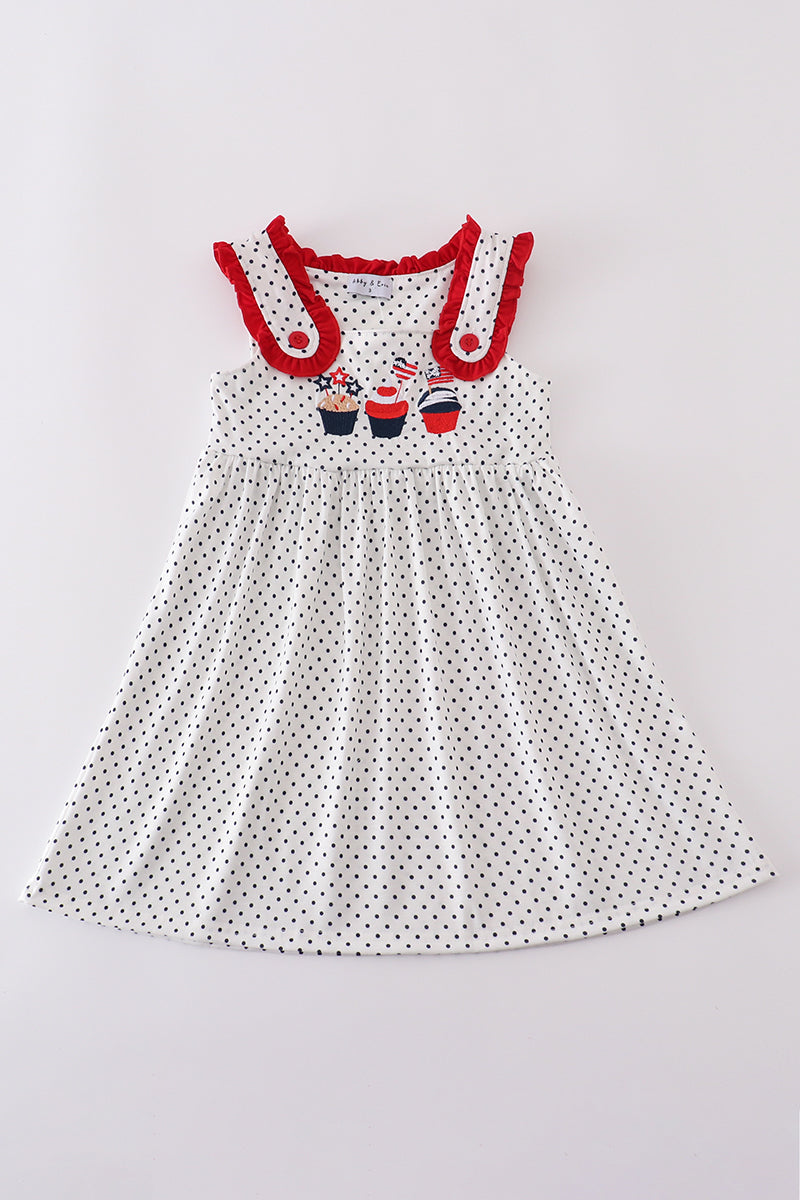 Red cake embroidery dot dress
