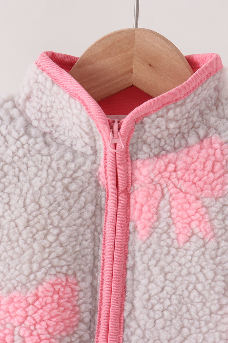 Pink bow fleece jacket