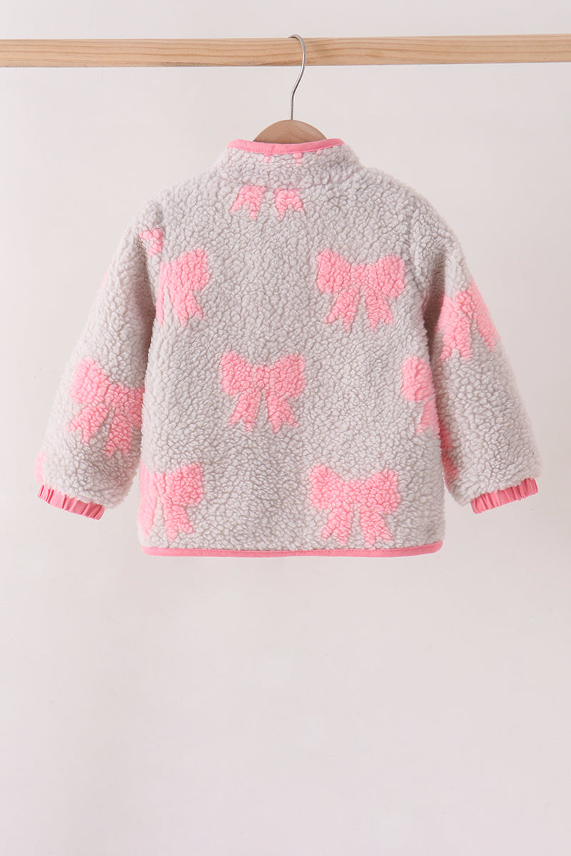 Pink bow fleece jacket