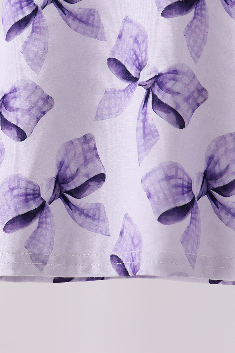 Purple Bow Zip Bamboo Pajama Set