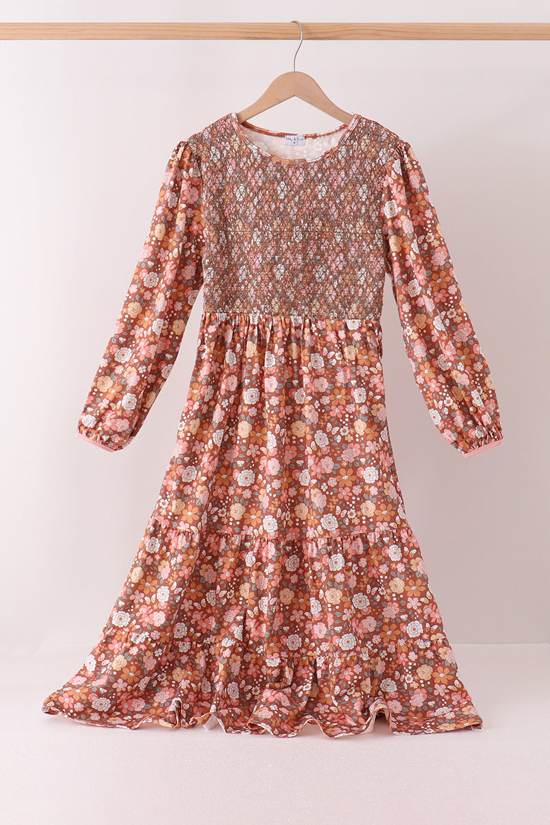 Floral Smocked Mom Dress