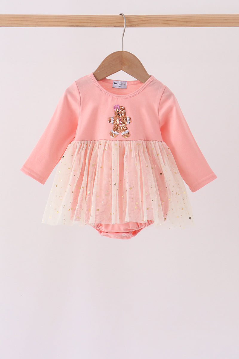 Pink gingerbread sequin tulle bubble