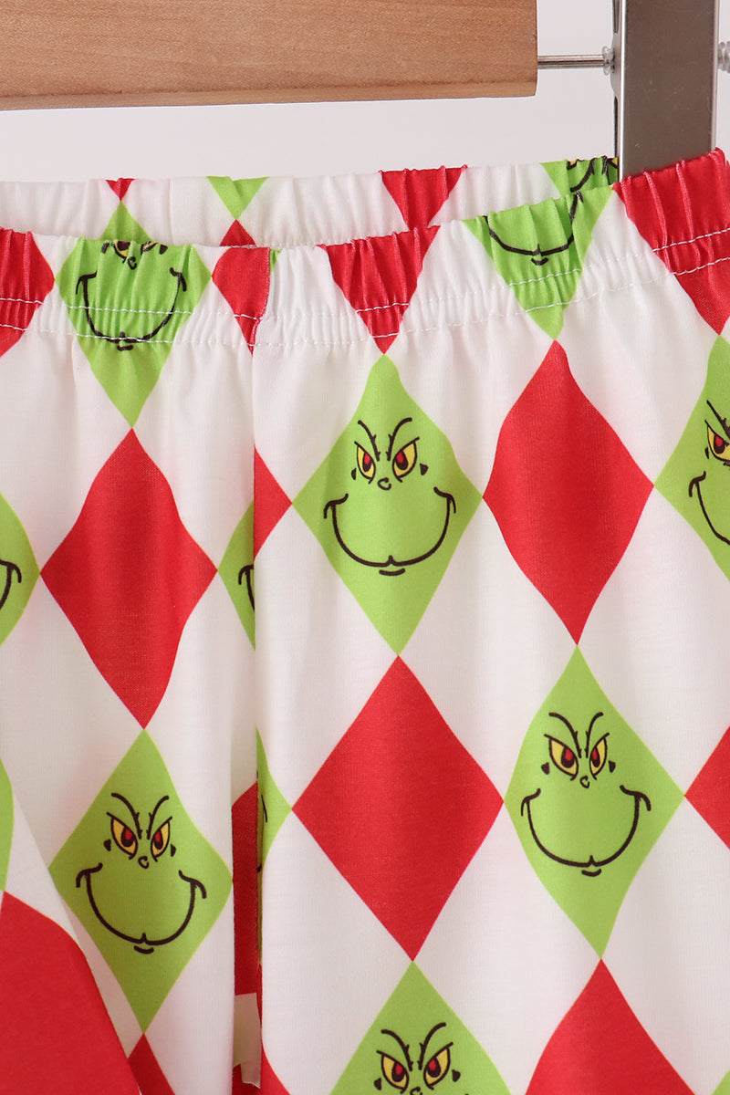Red grinch print pajama set