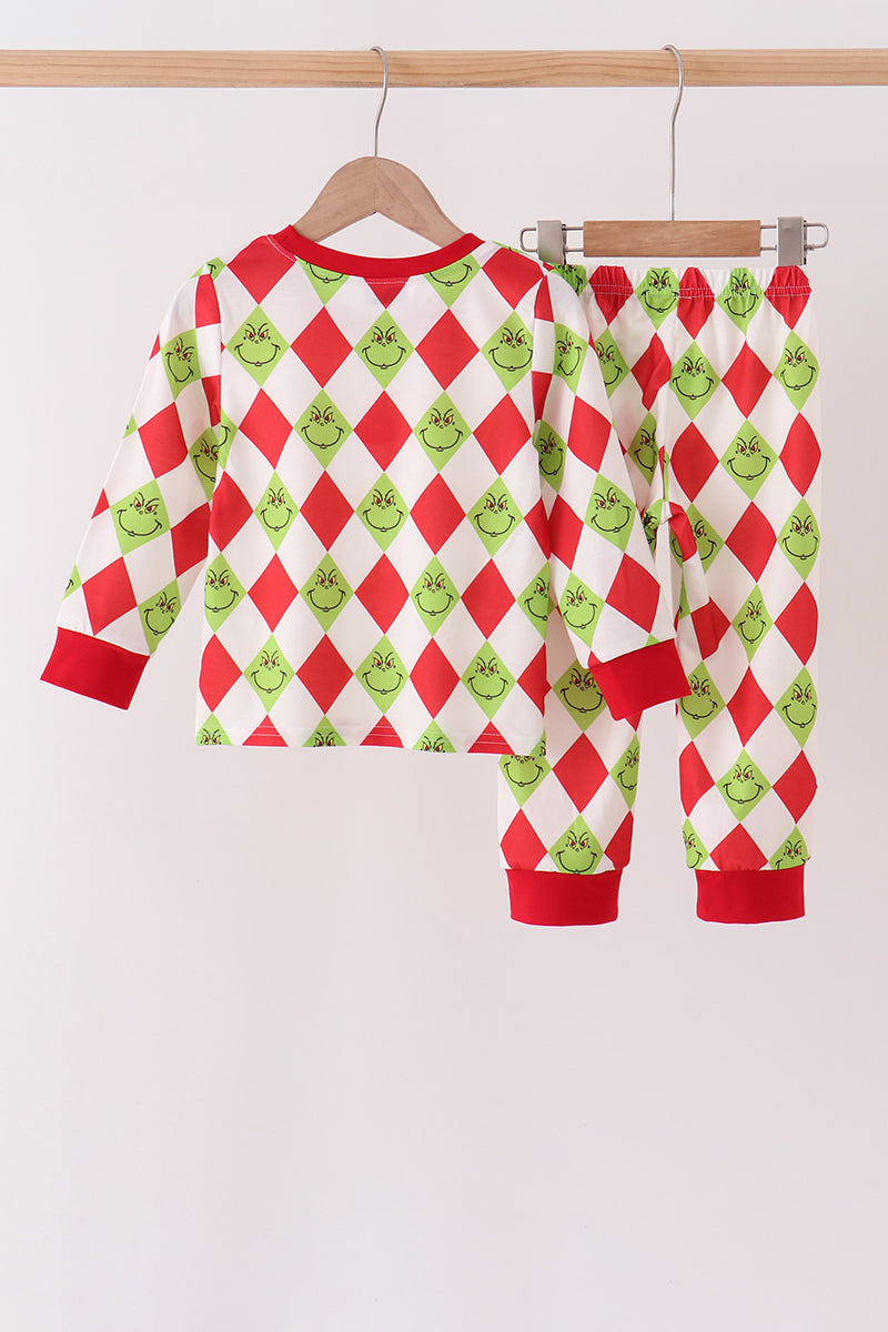 Red grinch print pajama set