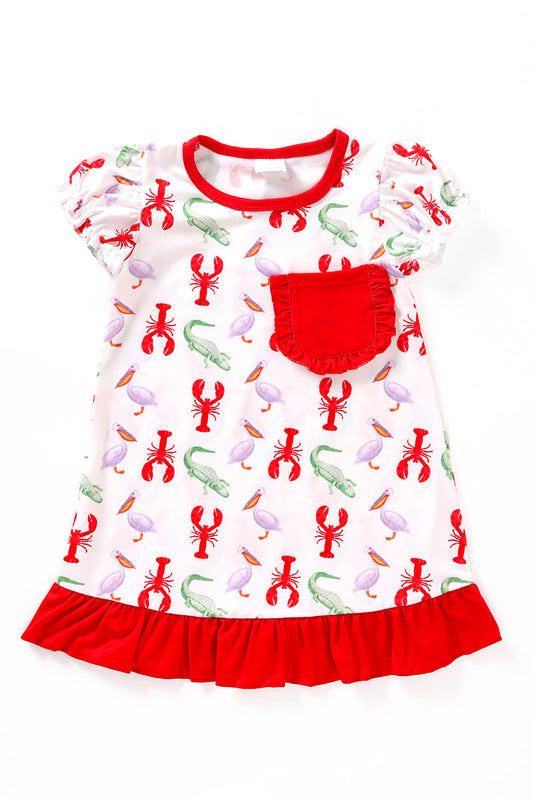 Red lobster print dress