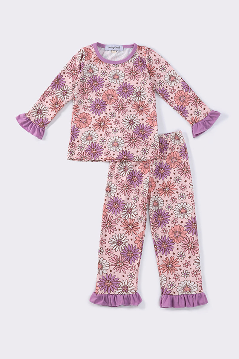 Purple floral ruffle set