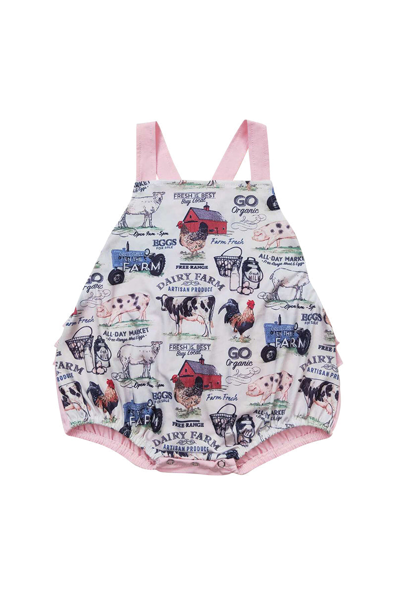 Pink farm animal print girl bubble