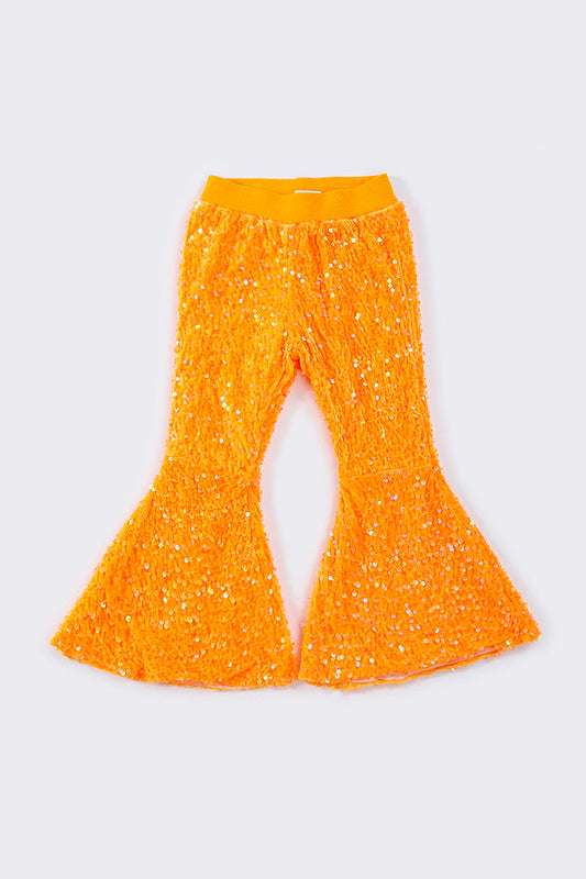 Yellow sequin bell pants