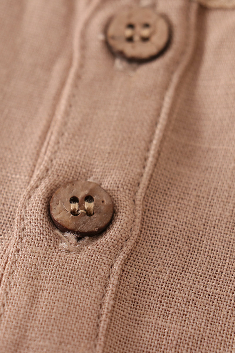 Khaki button down baby bubble