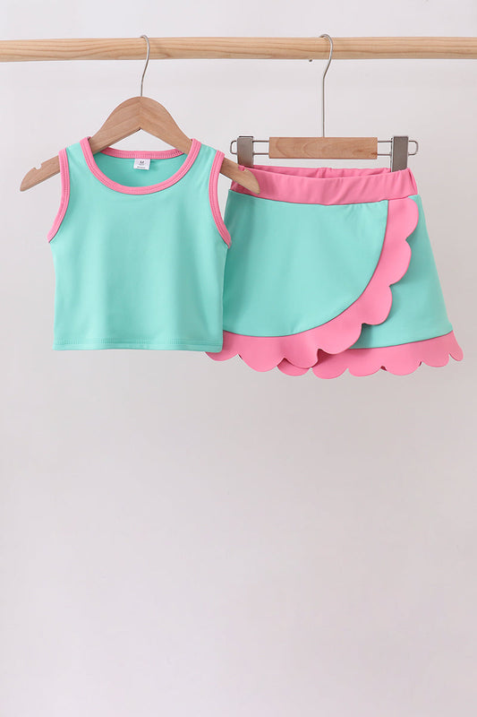 Mint Performance Scalloped Skorts Set