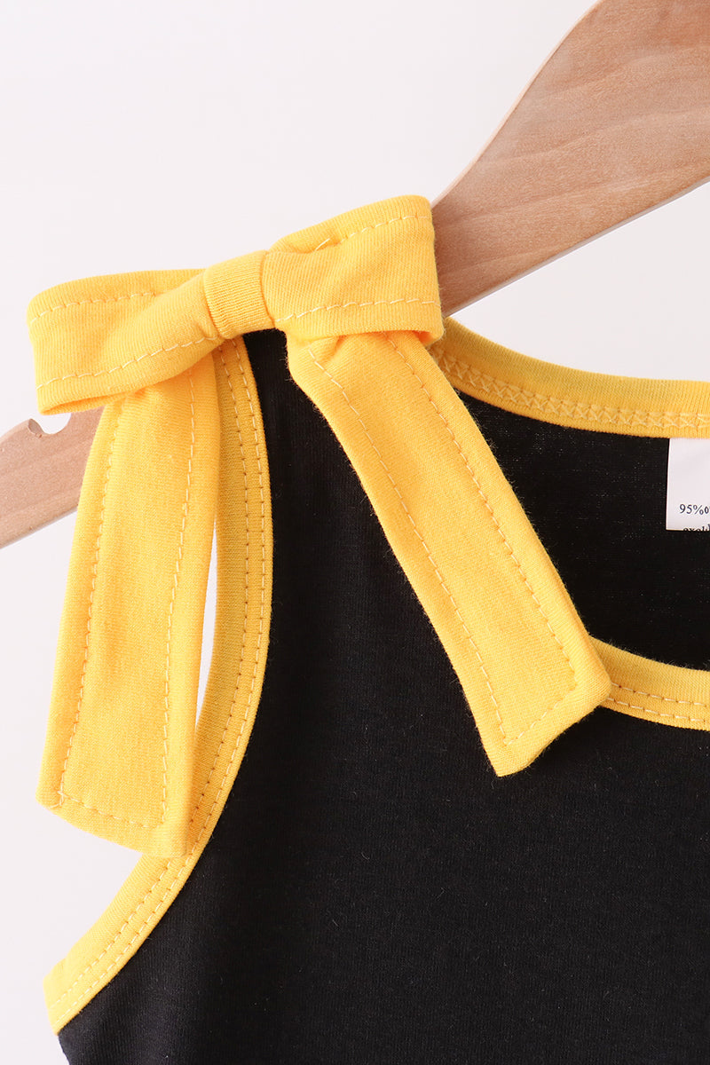 Black bow active shorts set