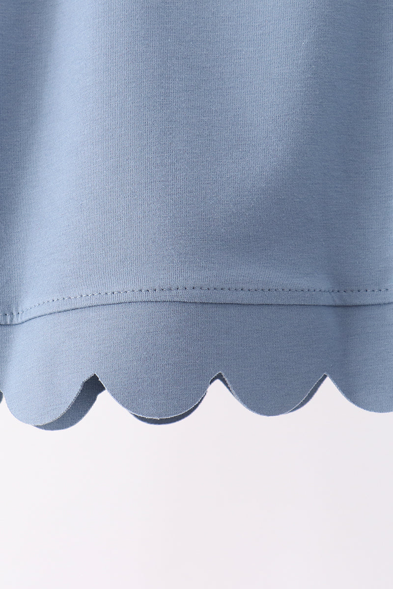 Teal scalloped active pants set