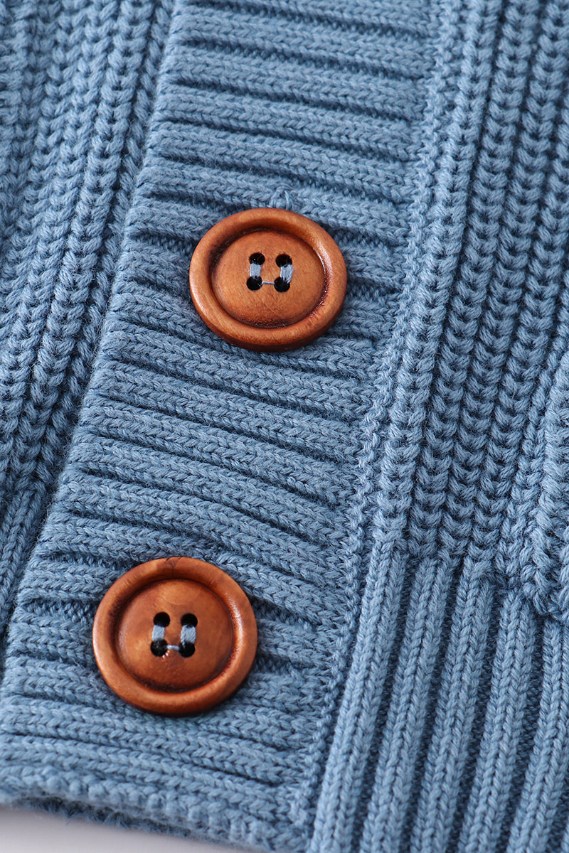 Blue pocket cardigan sweater