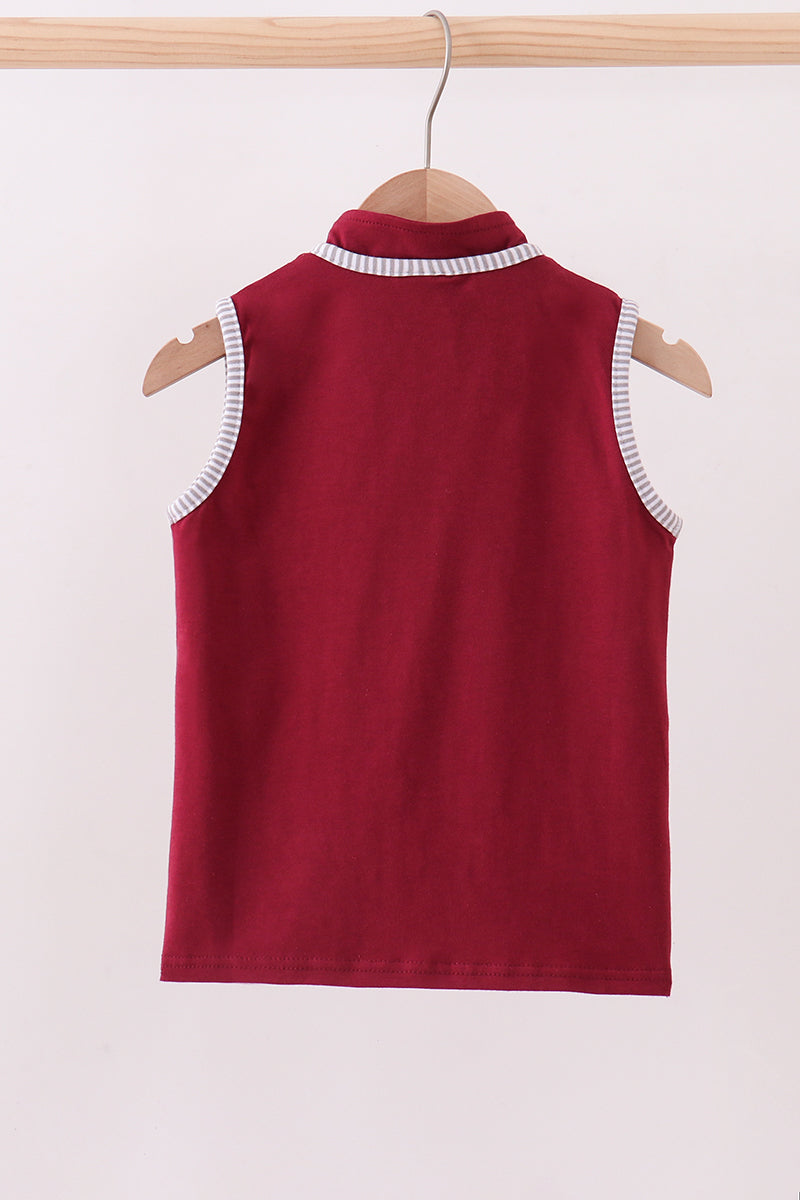 Premium Maroon Georgia bulldog embroidery vest