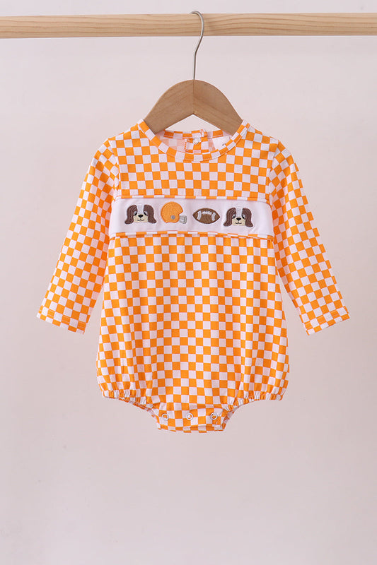 Orange Tennessee puppy embroidery checkered bubble