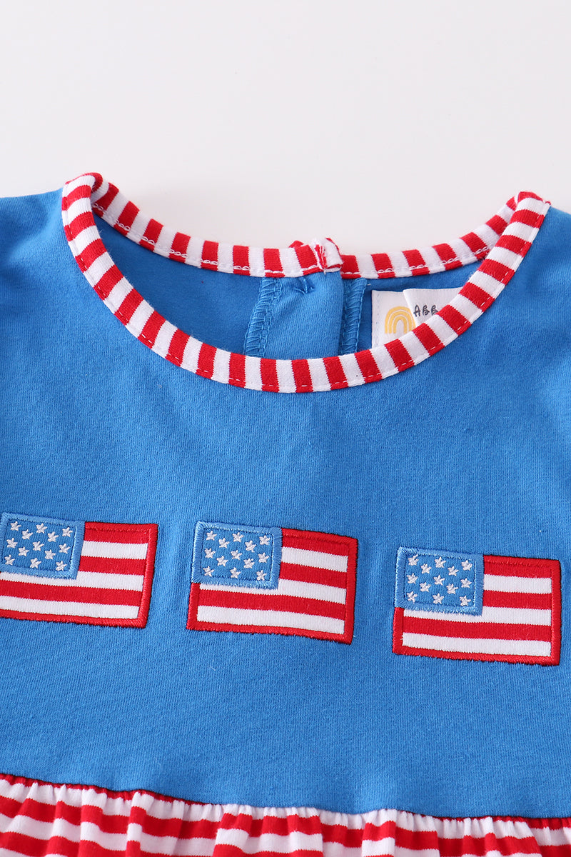 Premium Blue patriotic flag applique dress