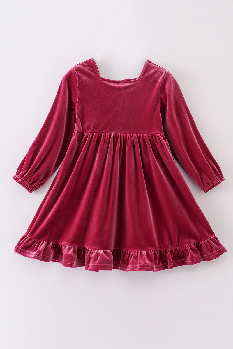 Premium Mauve velvet lace girl dress