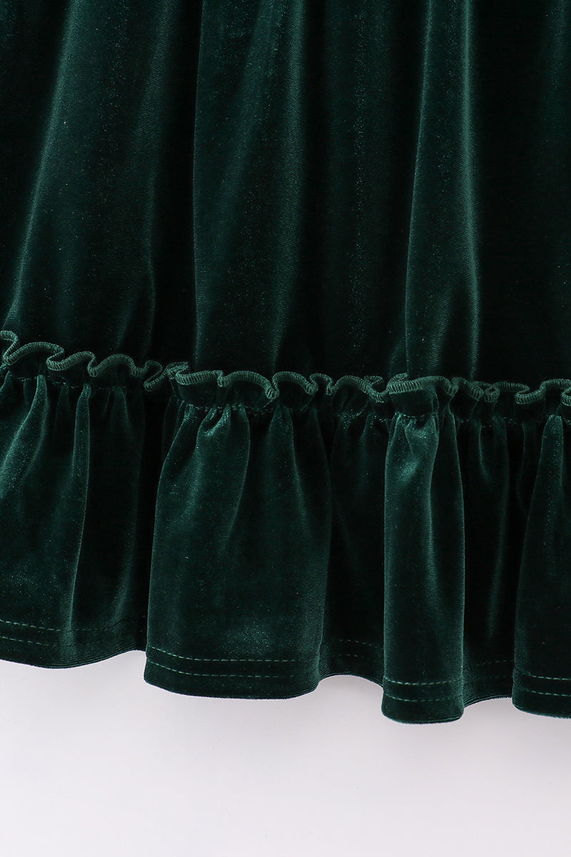 Premium Forest velvet ruffle dress