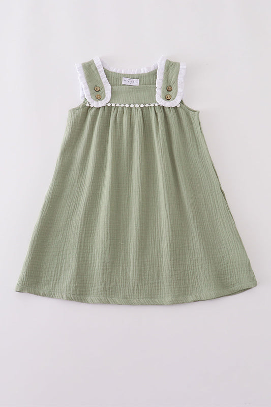 Premium sage ruffle dress